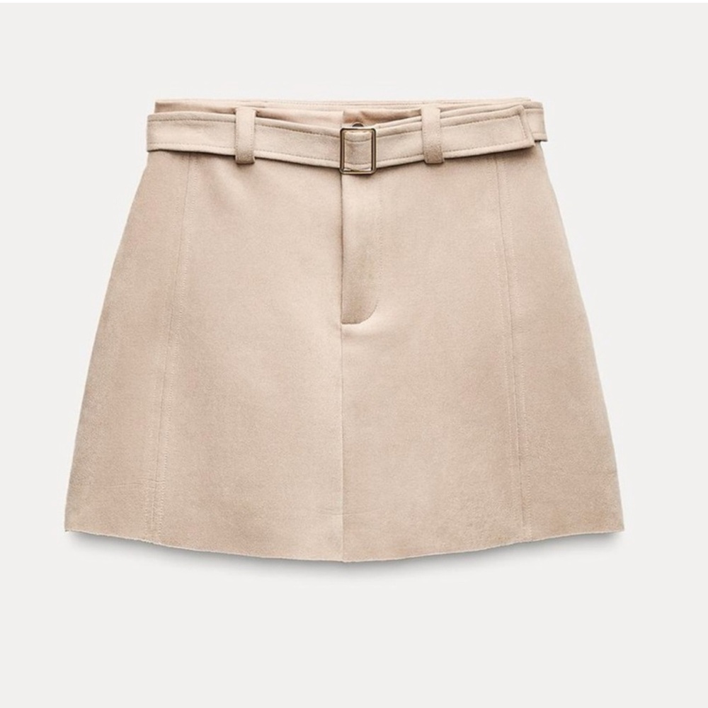 Zara Beige Mini Skirt with Belt
